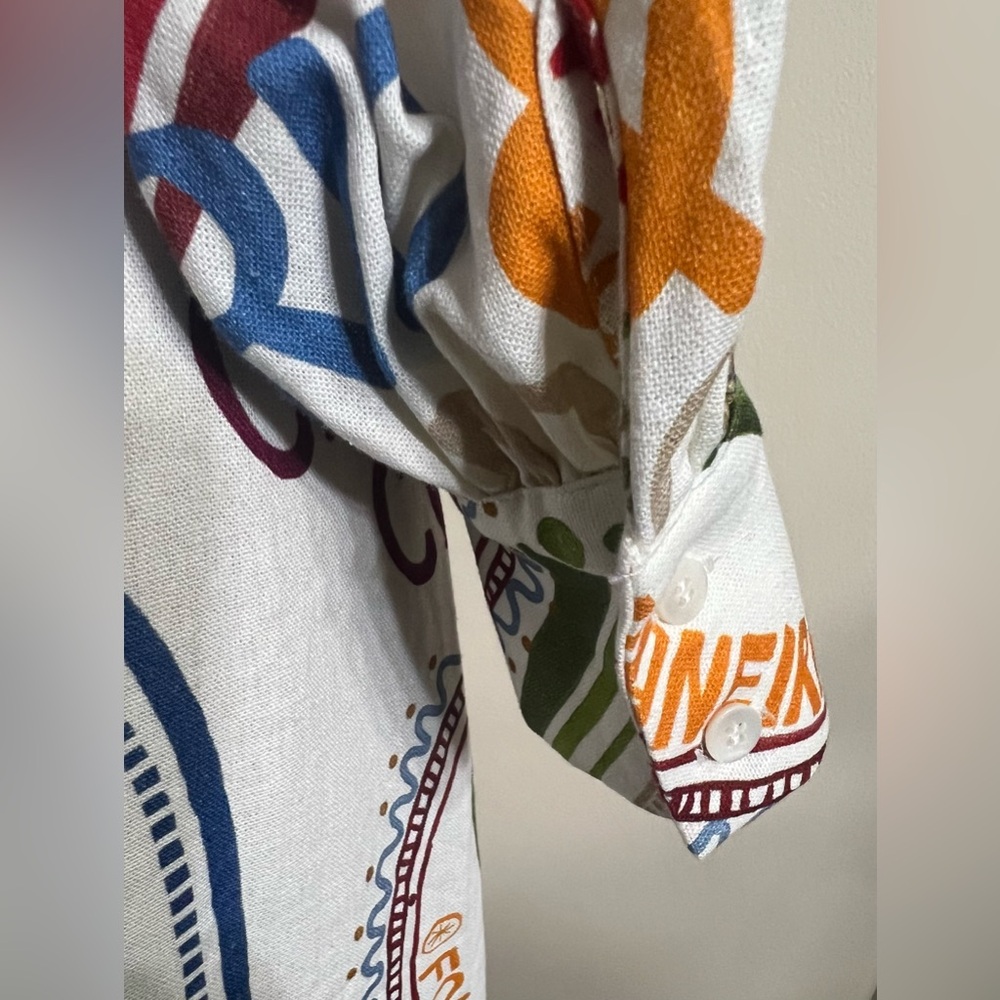 NWT Farm Rio Paris Ama Boheme Linen Blend Dress - Sézane x FARM Rio - Size 36 - Picture 6 of 9